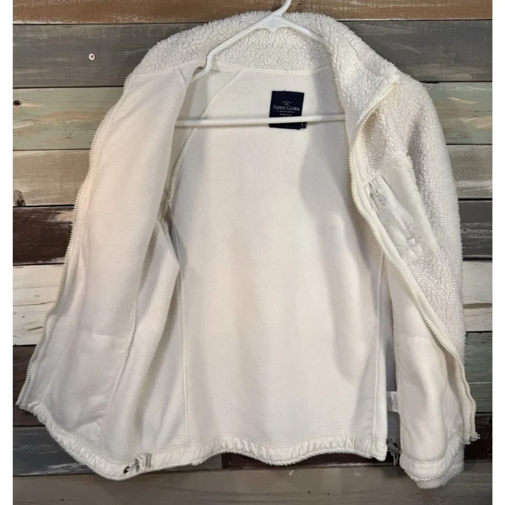 Faded-Glory Women's White Fleece Zipper Sweater Jacket Size M - Picture 7 of 14